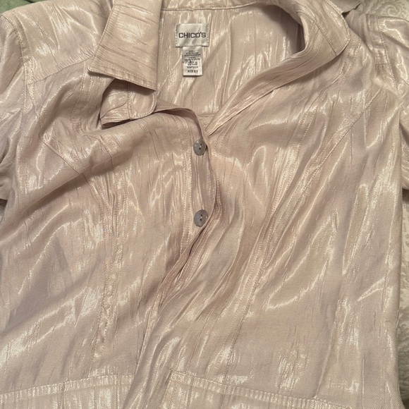 Chico's Elegant Shimmering Silver Cream Textured Dress - Picture 8 of 8